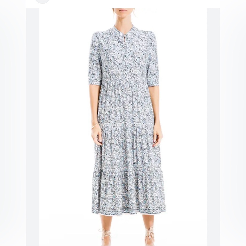 Max studio size large Floral Blue Midi Dress